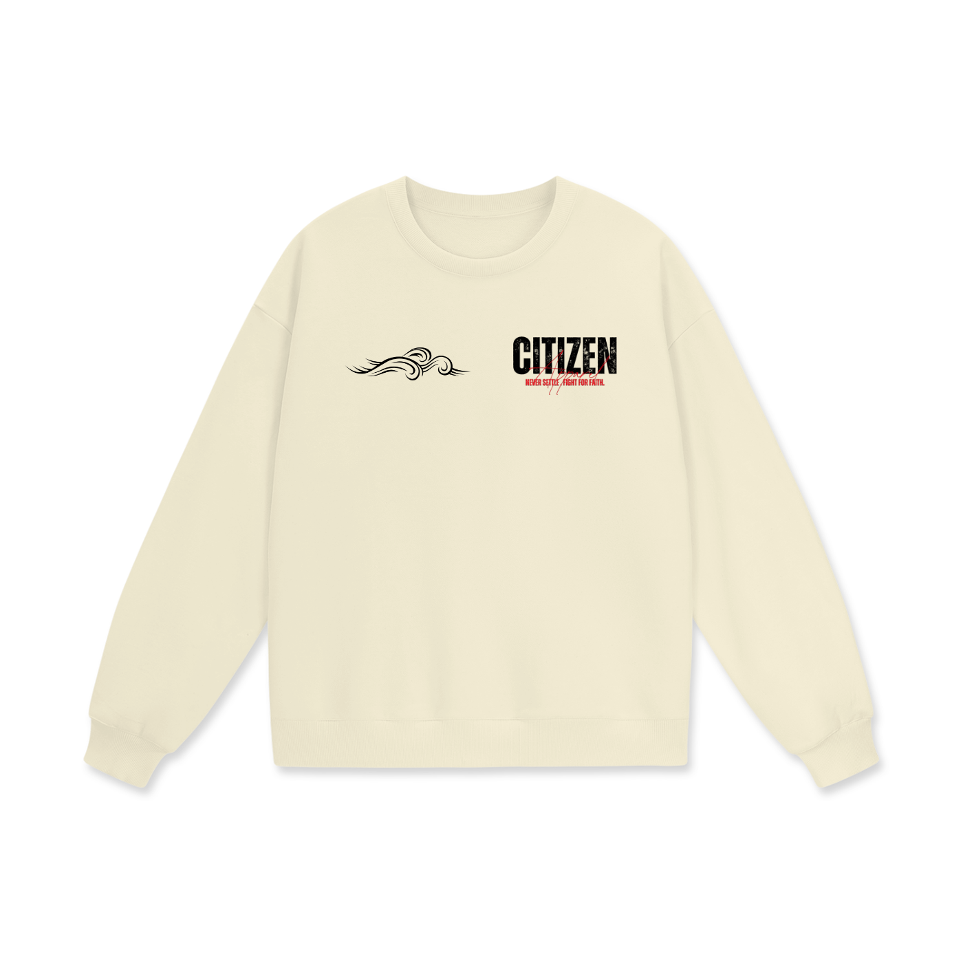 Never Settle | Joshua 1:9 Premium Oversized Crewneck
