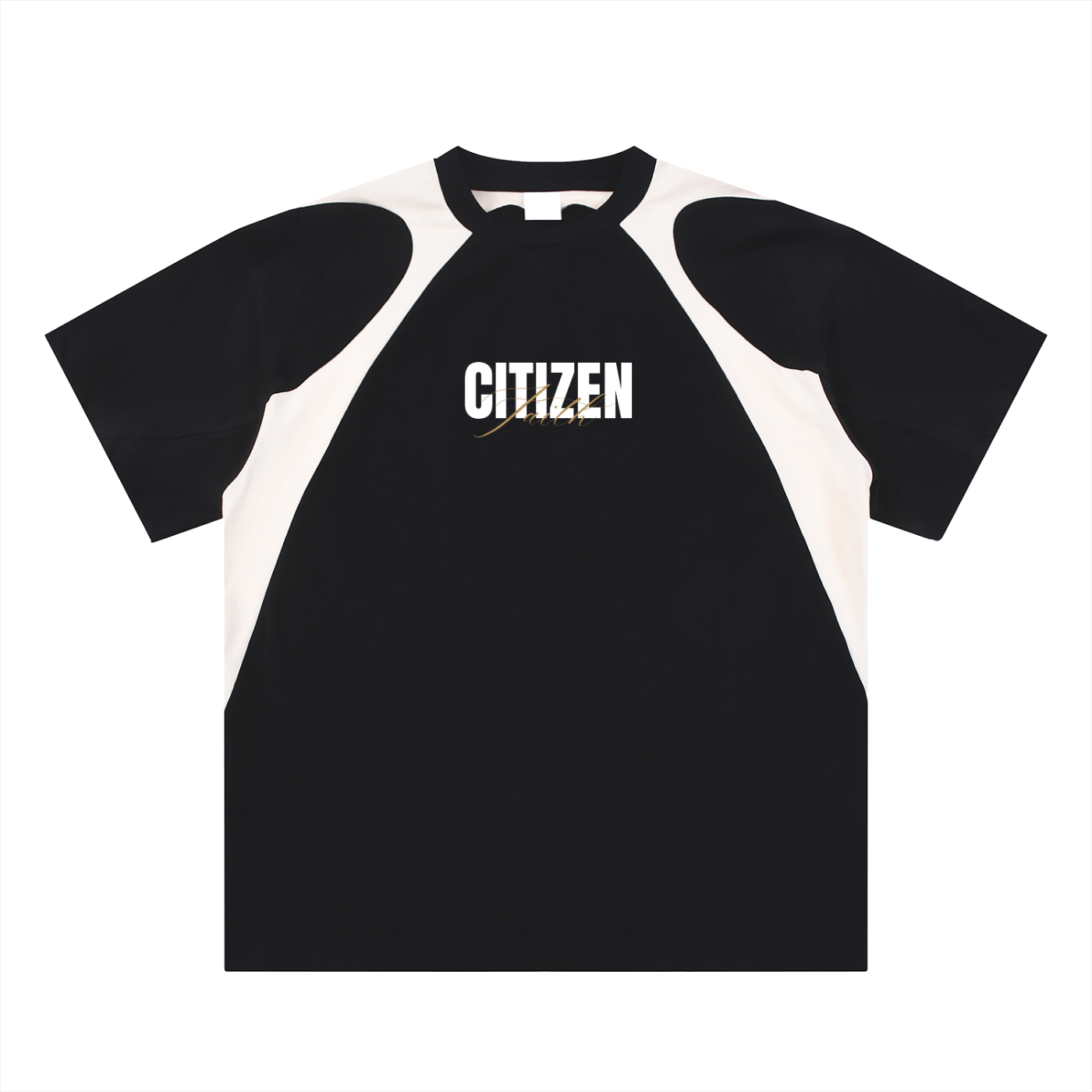 Contrast Faith Panel Cotton T-Shirt