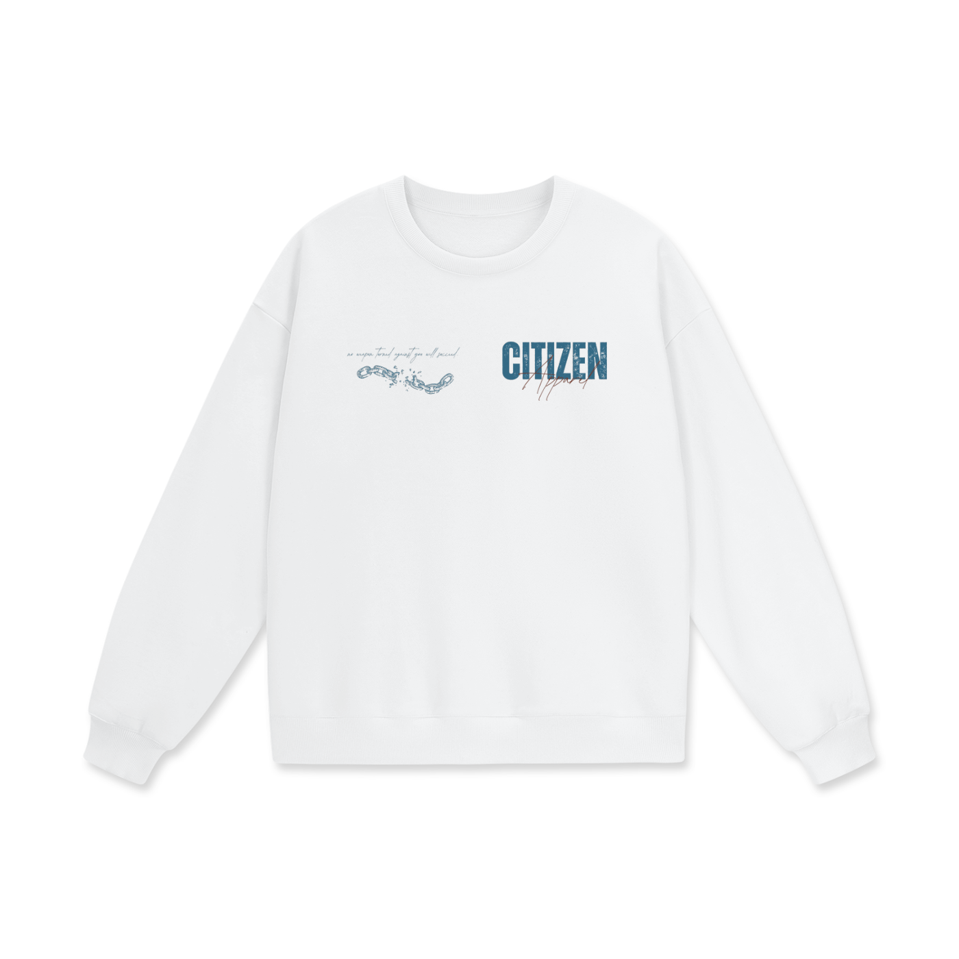 Never Settle | Isaiah 54:17 Premium Oversized Crewneck