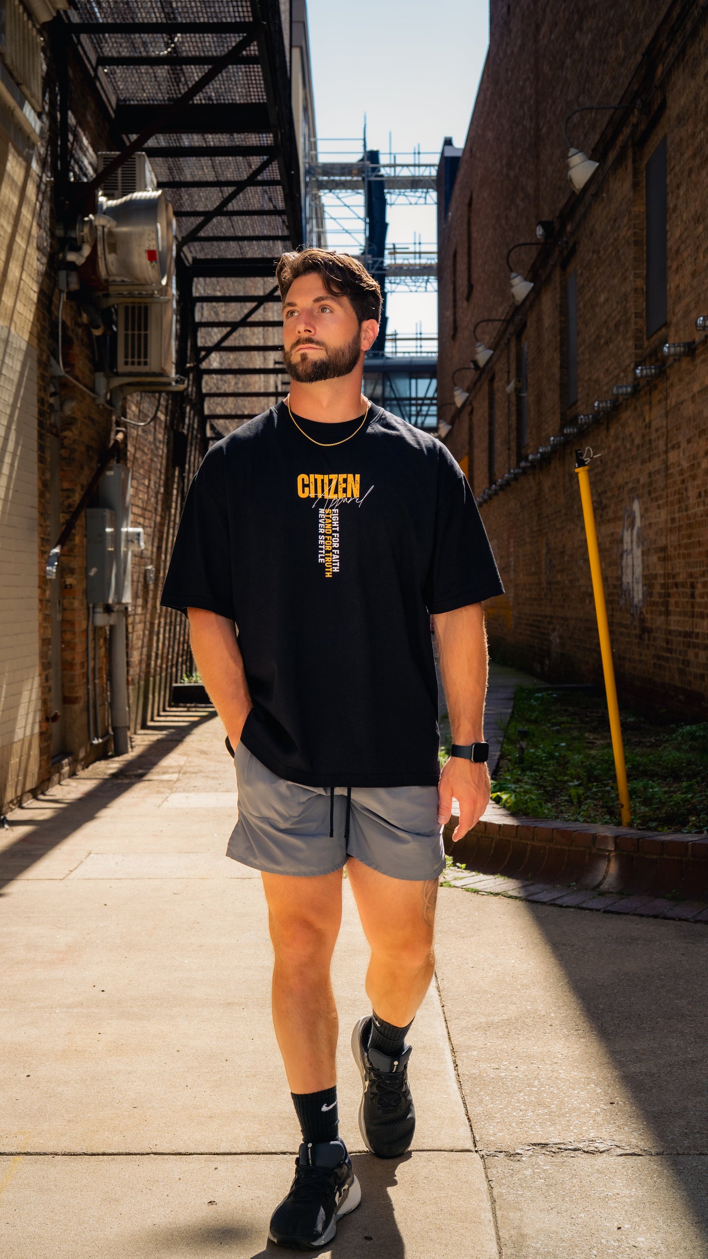 Never Settle | Psalm 144:1 Premium Oversized T-Shirt