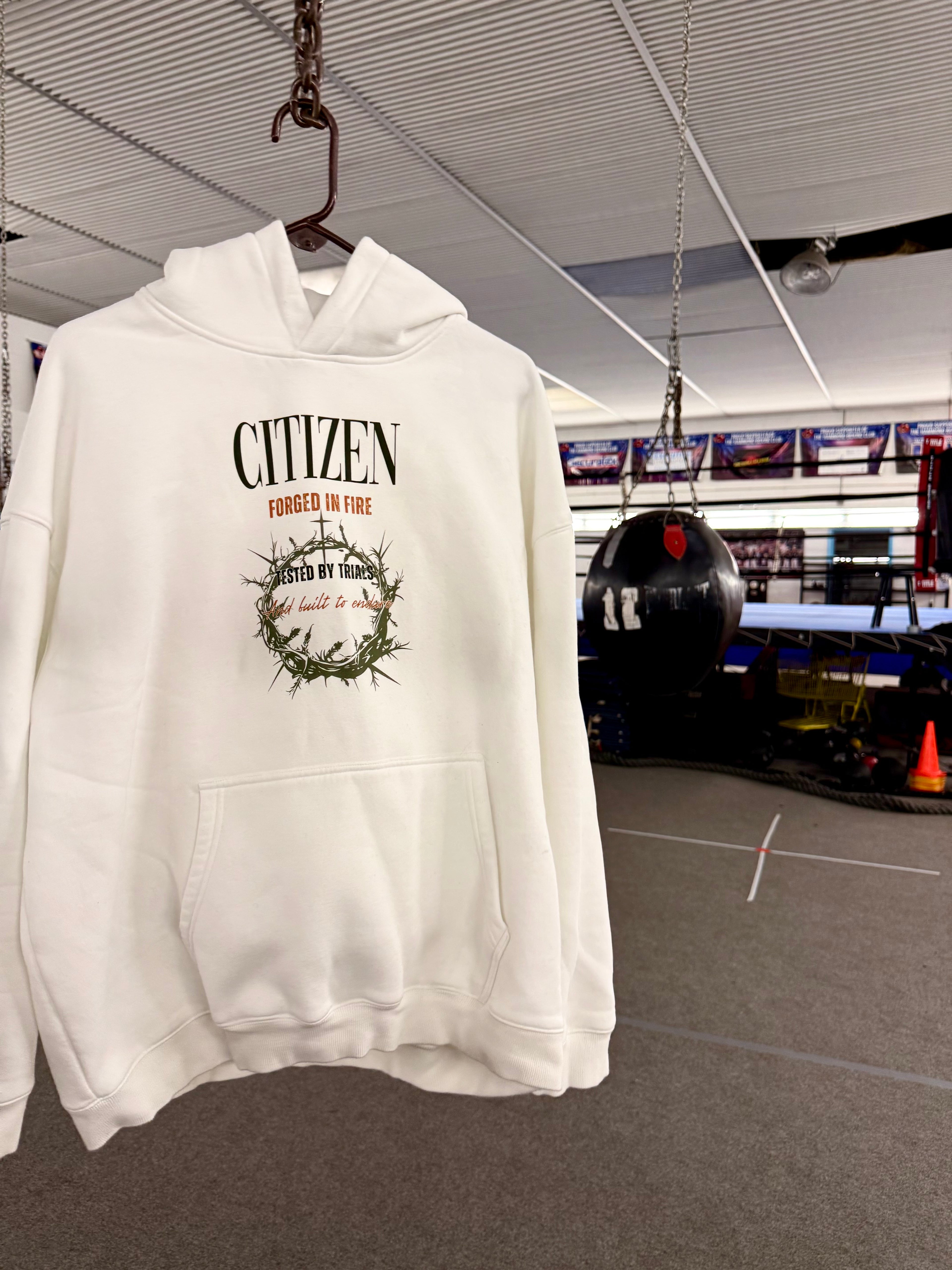 FORGED IN FIRE Oversize Fleeced Hoodie (WHITE)