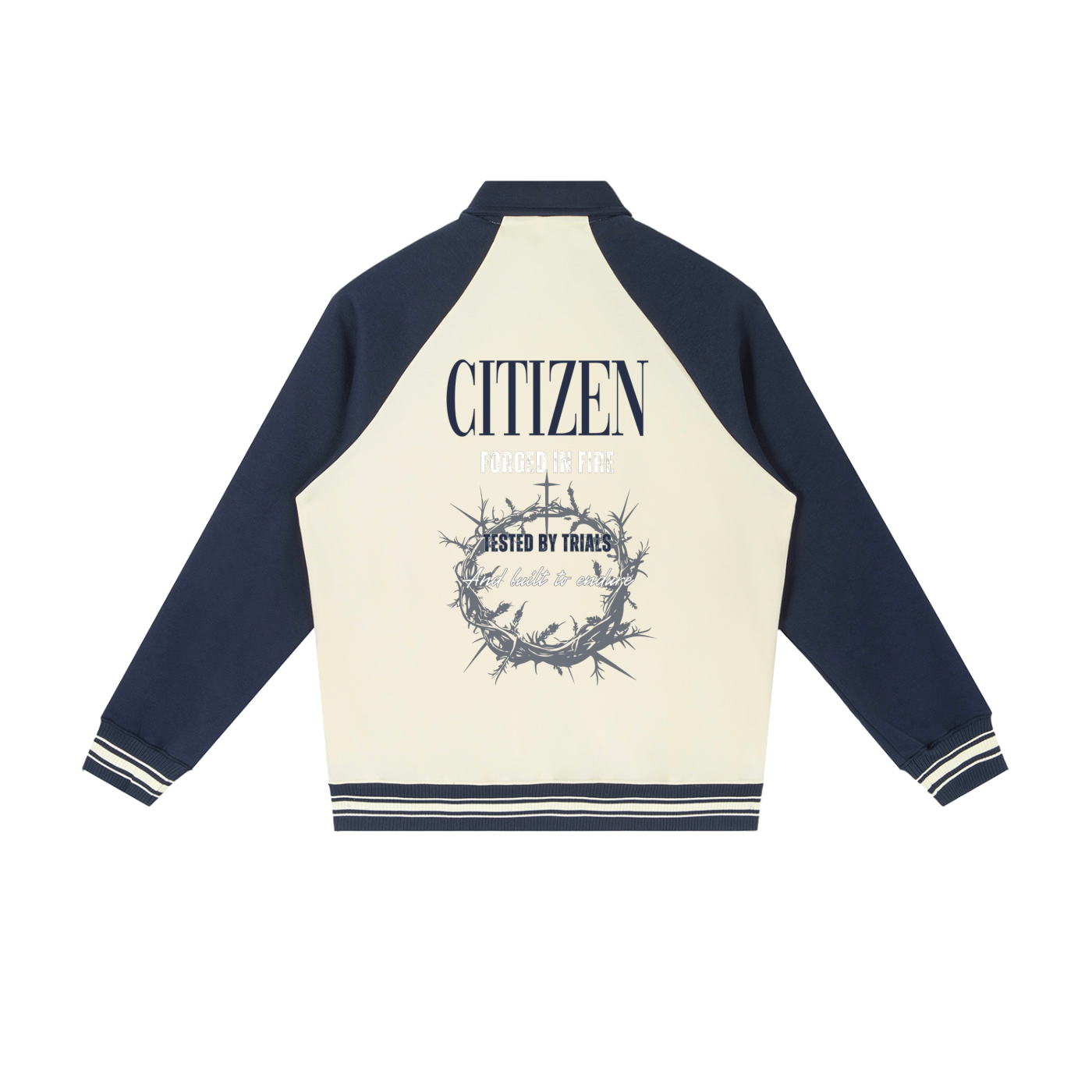 FORGED IN FIRE Baseball Jacket (APRICOT WITH NAVY)