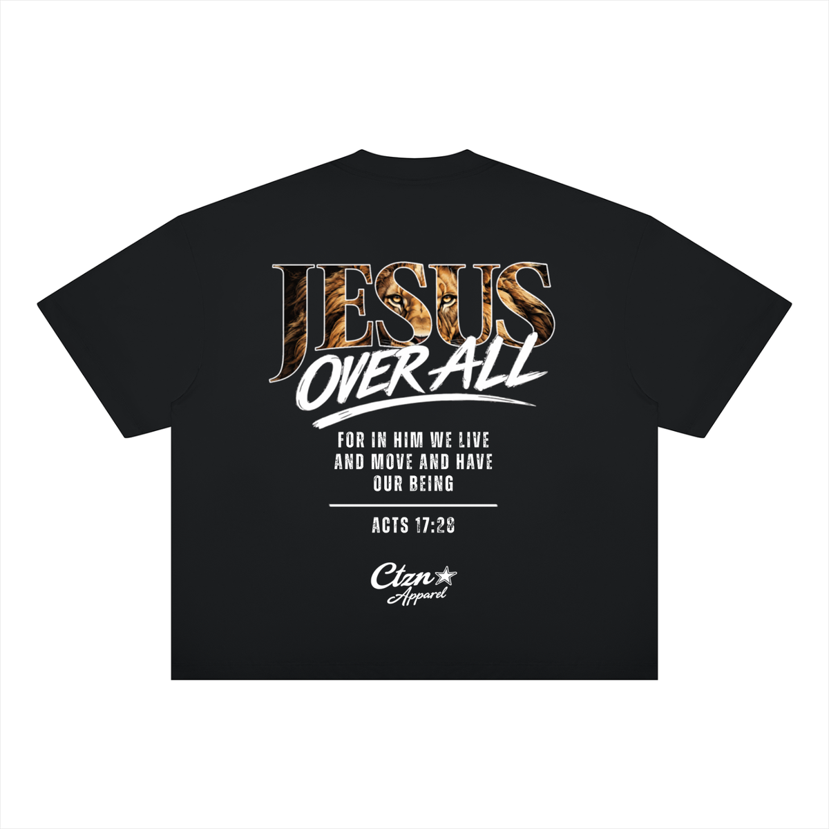 “Jesus Over All” Lion of Judah Boxy Drop Shoulder T-Shirt