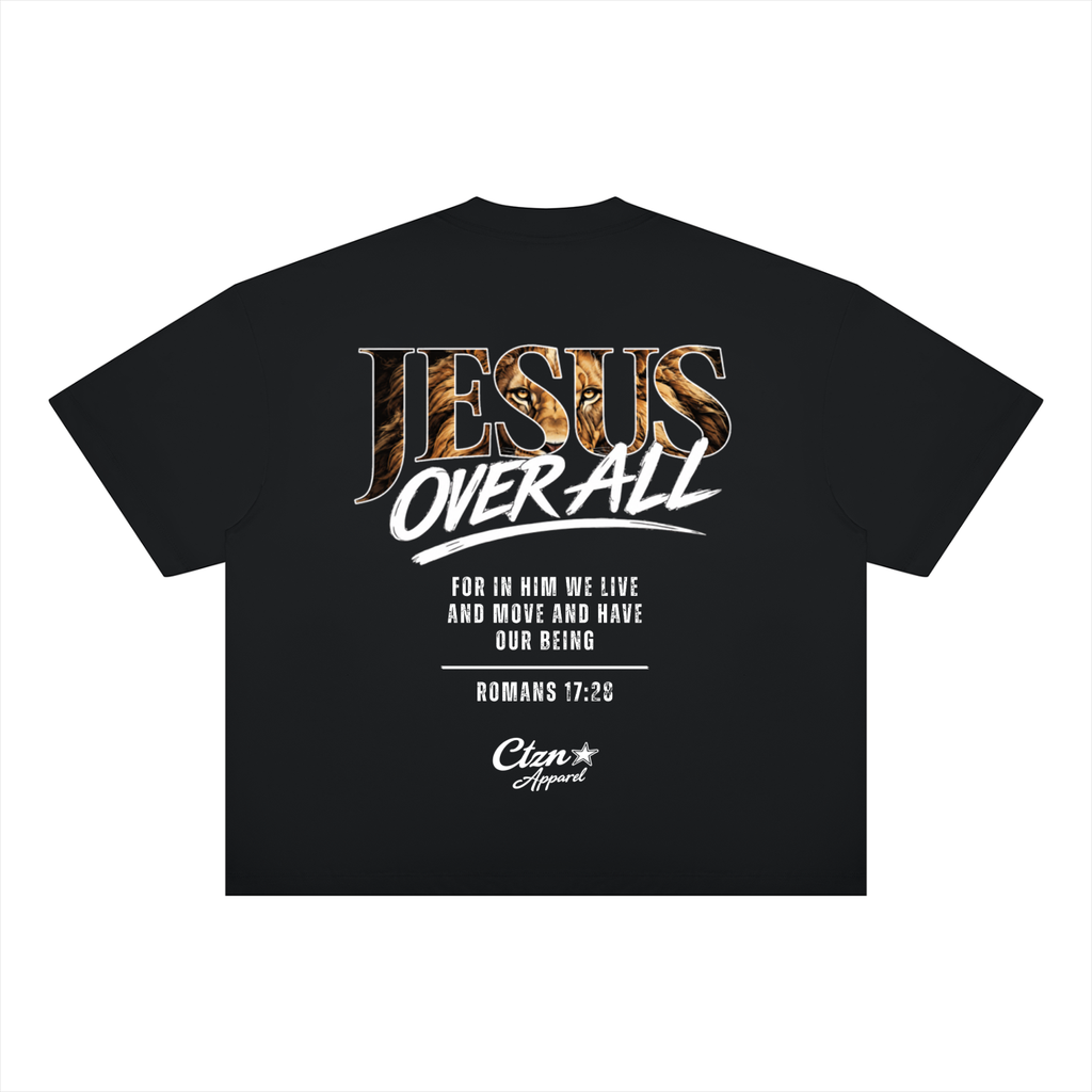“Jesus Over All” Lion of Judah Boxy Drop Shoulder T-Shirt