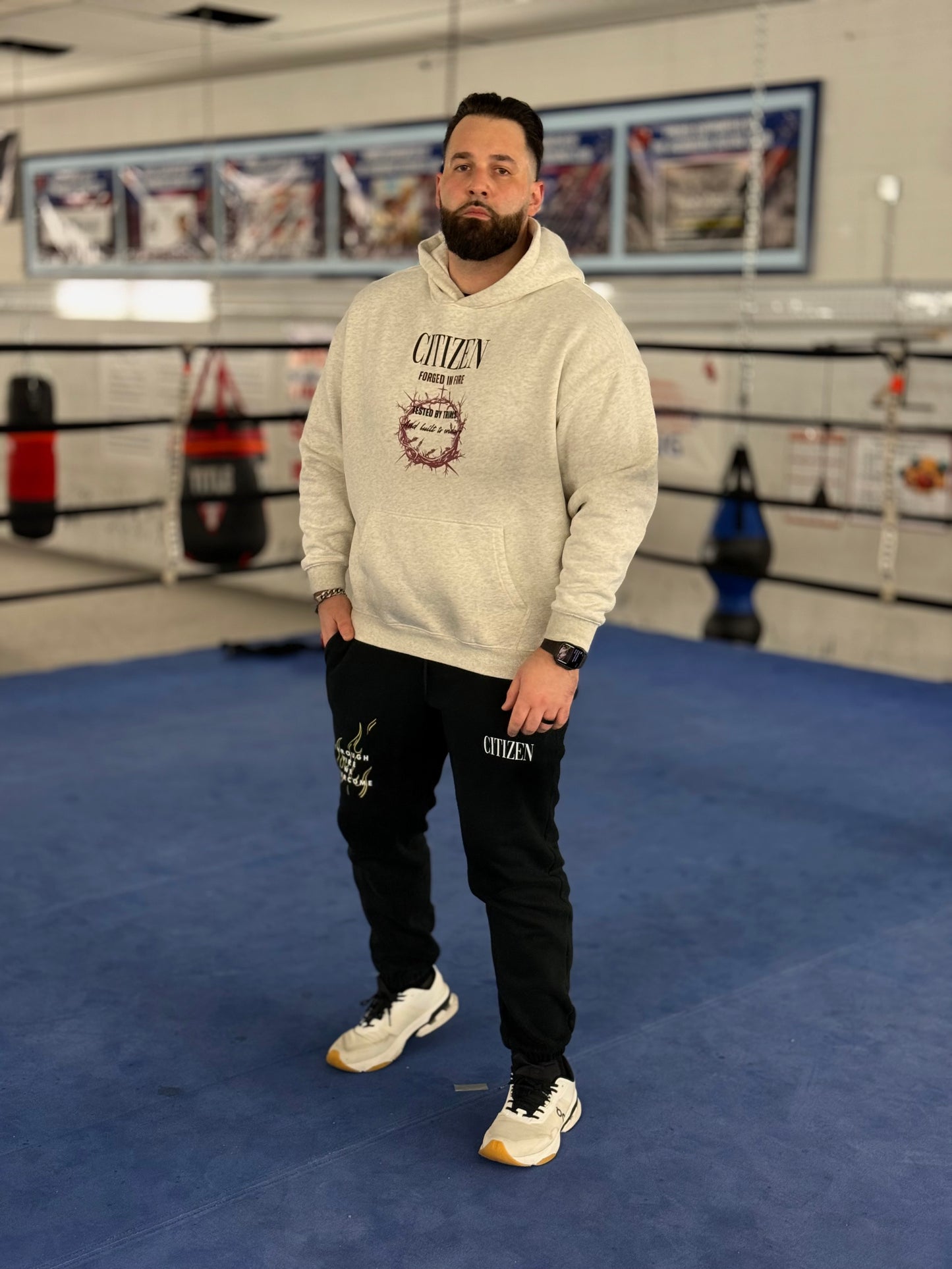 FORGED IN FIRE Oversize Fleeced Hoodie (OAT GRAY)