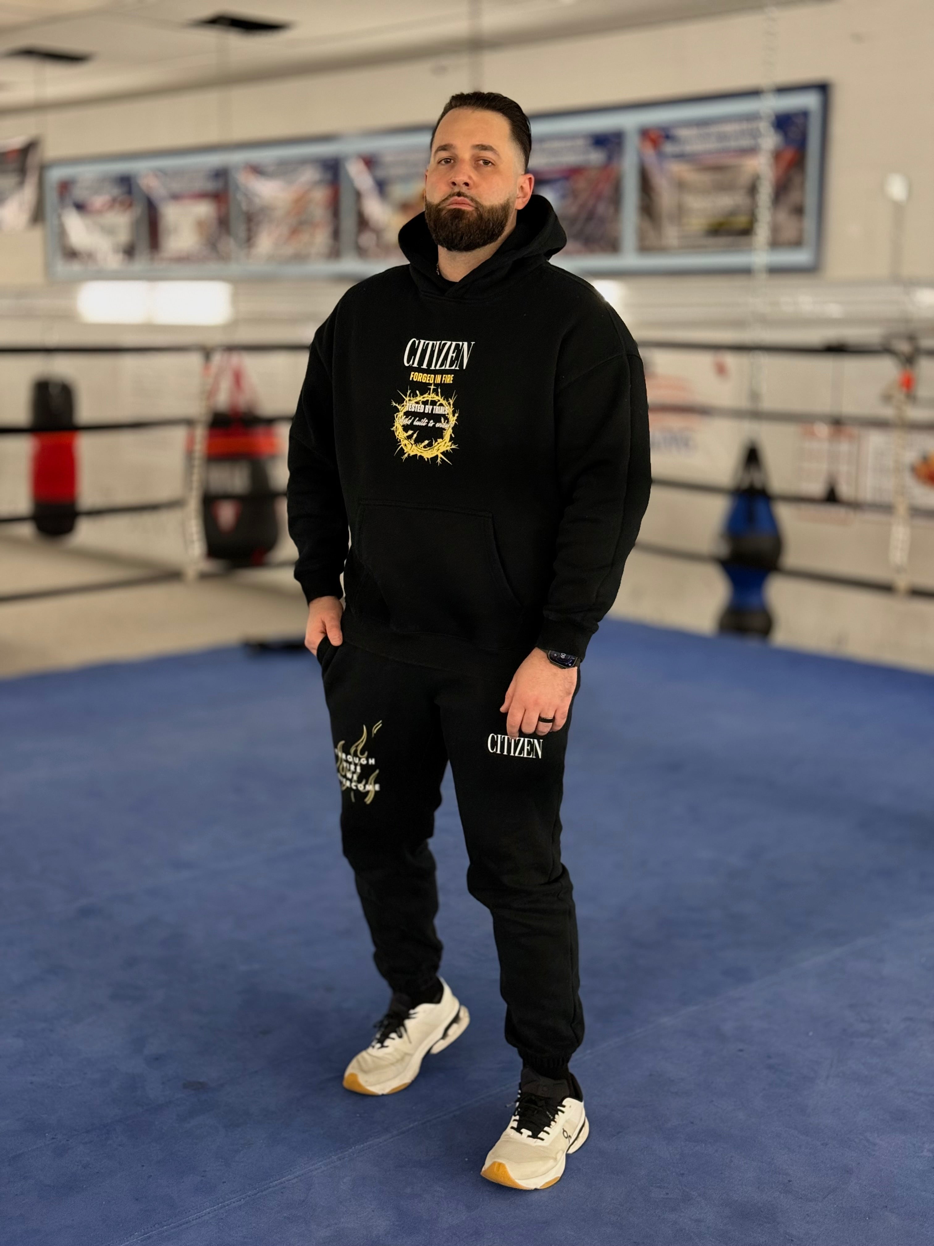 FORGED IN FIRE Oversize Fleeced Hoodie (BLACK)