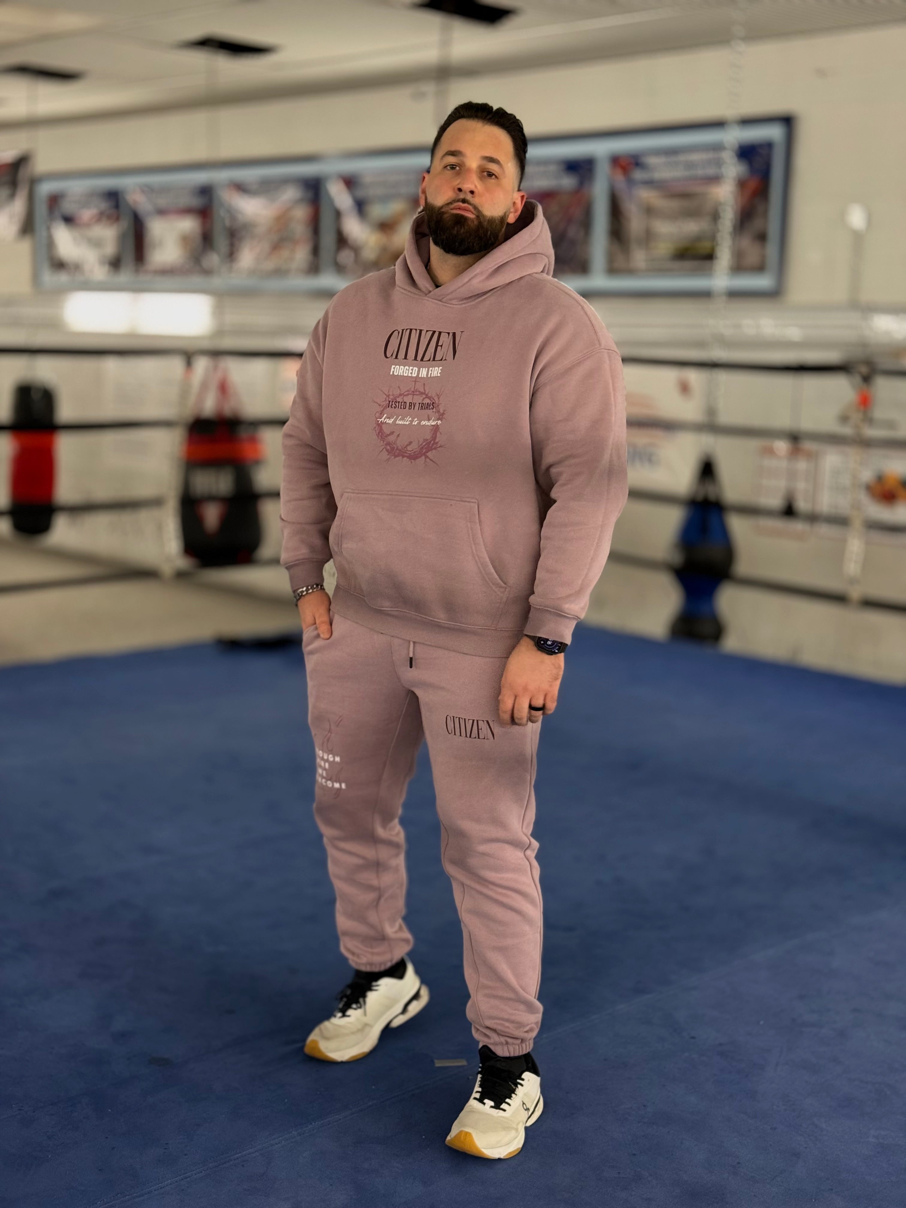FORGED IN FIRE Oversize Fleeced Hoodie (ASH PURPLE)