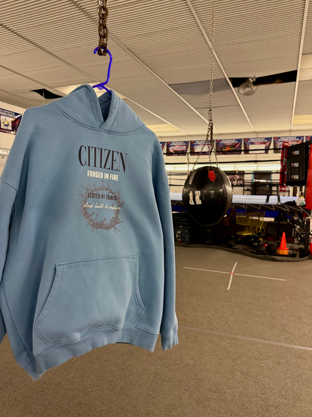 FORGED IN FIRE Oversize Fleeced Hoodie (MEDIUM BLUE)