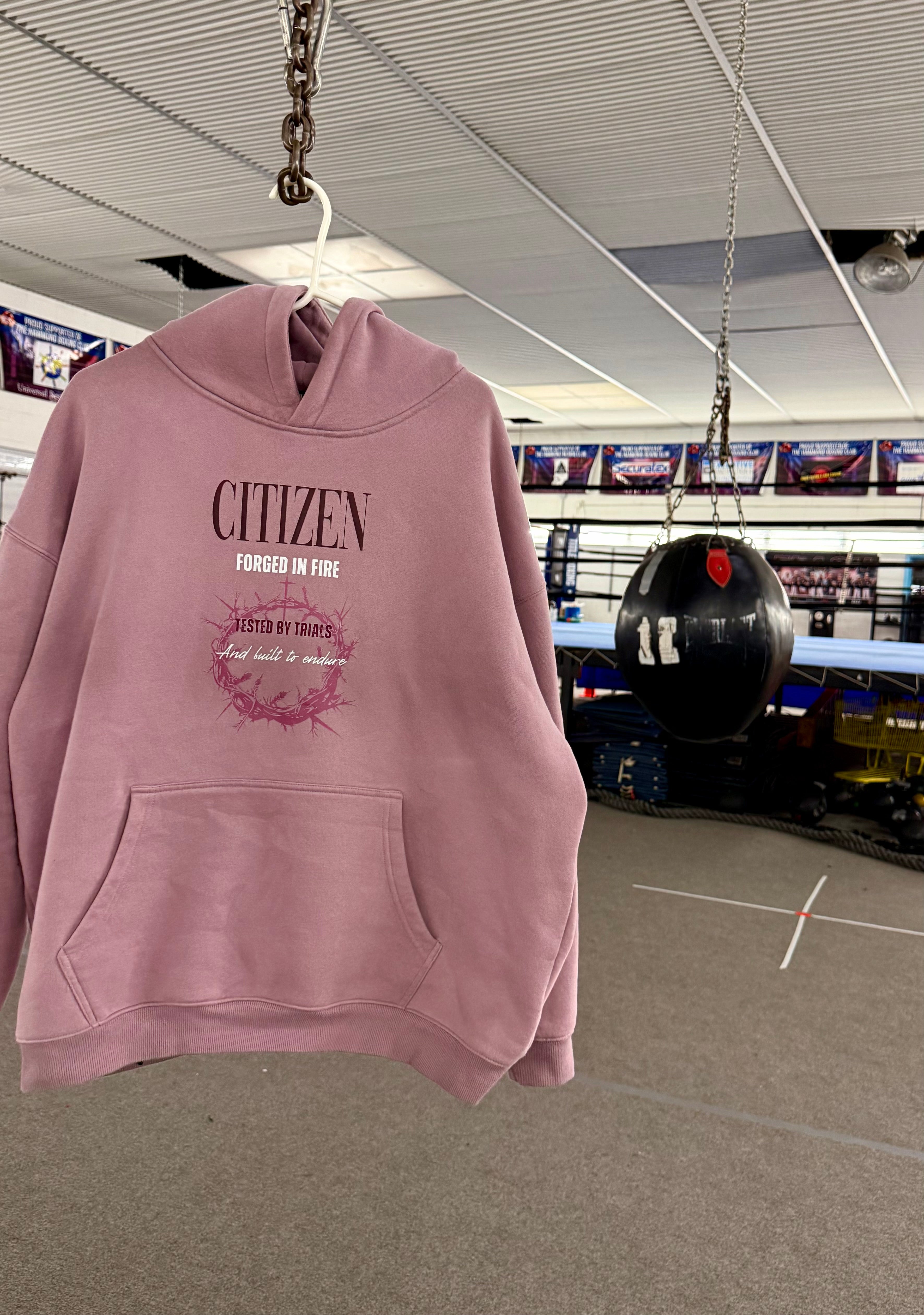 FORGED IN FIRE Oversize Fleeced Hoodie (ASH PURPLE)