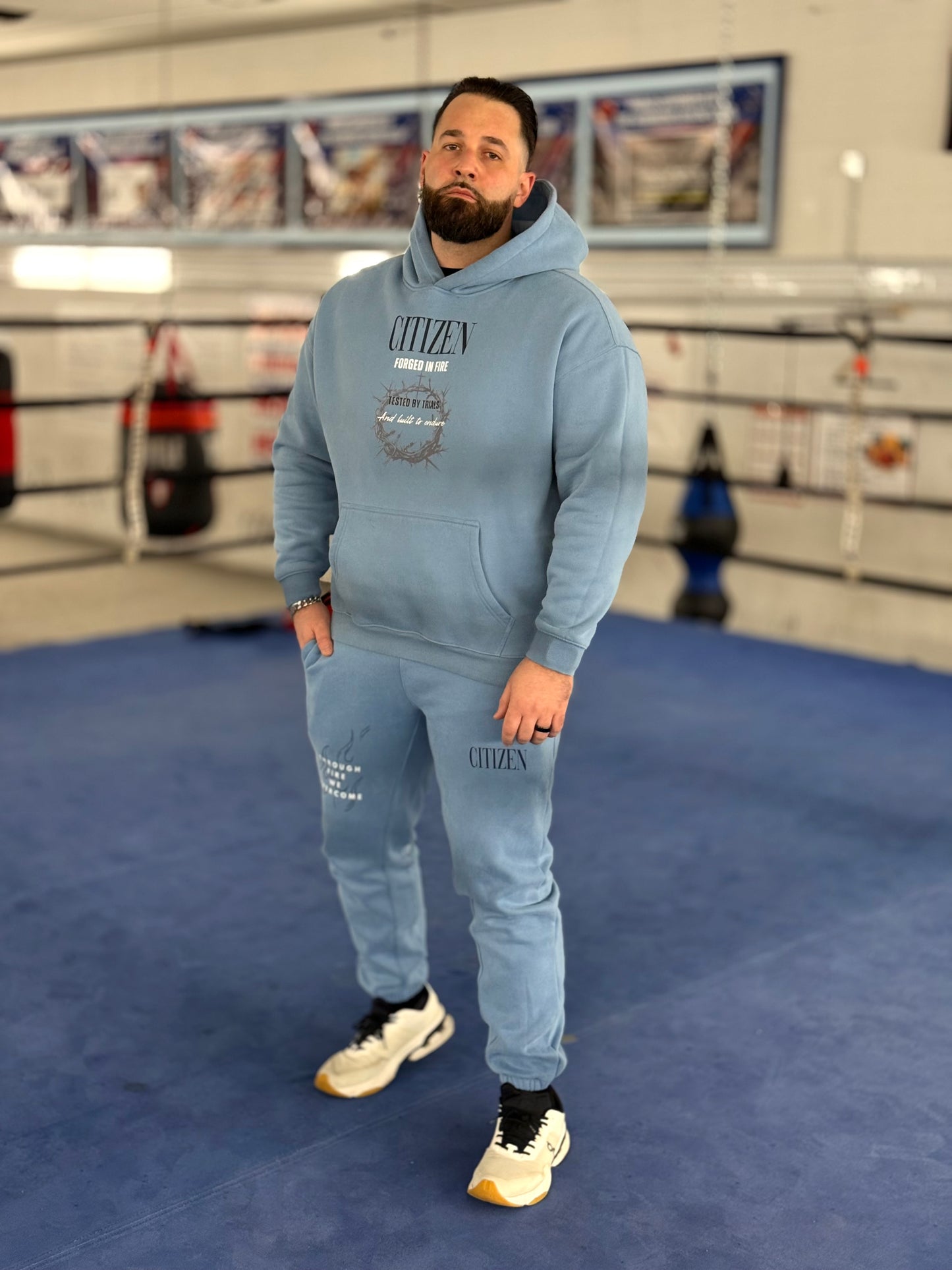 FORGED IN FIRE Oversize Fleeced Hoodie (MEDIUM BLUE)