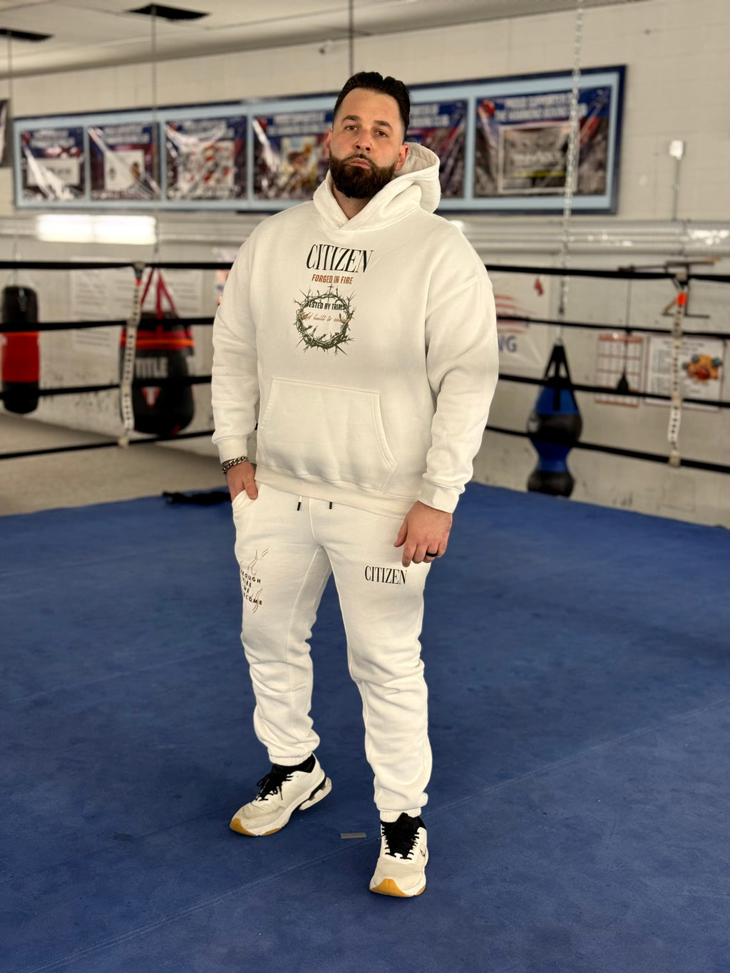 FORGED IN FIRE Oversize Fleeced Hoodie (WHITE)