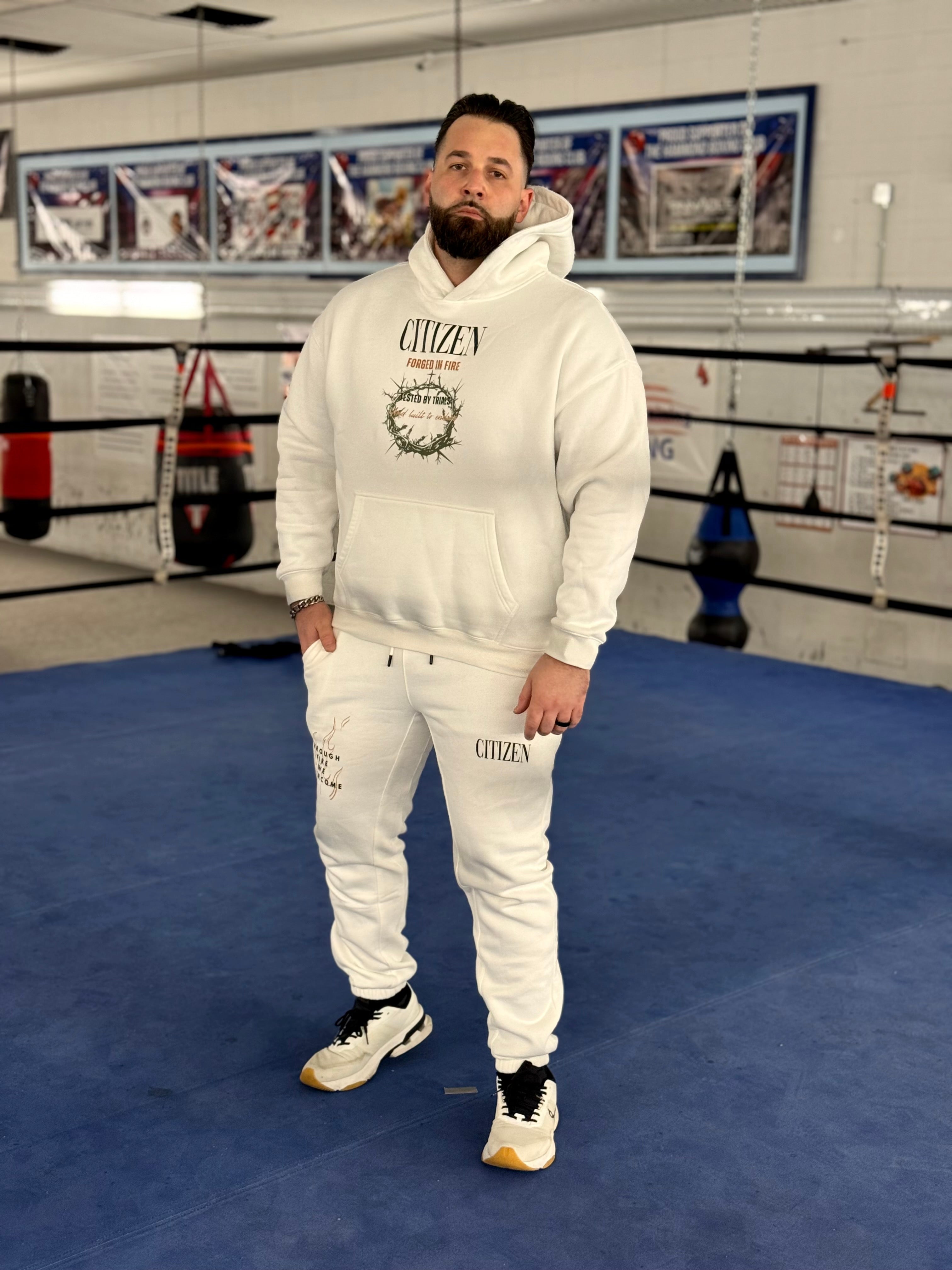 FORGED IN FIRE Oversize Fleeced Hoodie (WHITE)