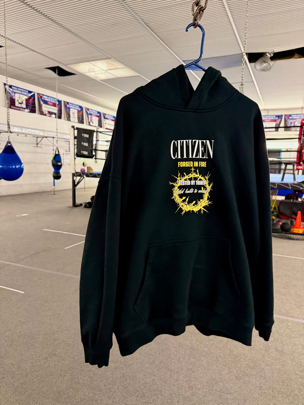 FORGED IN FIRE Oversize Fleeced Hoodie (BLACK)