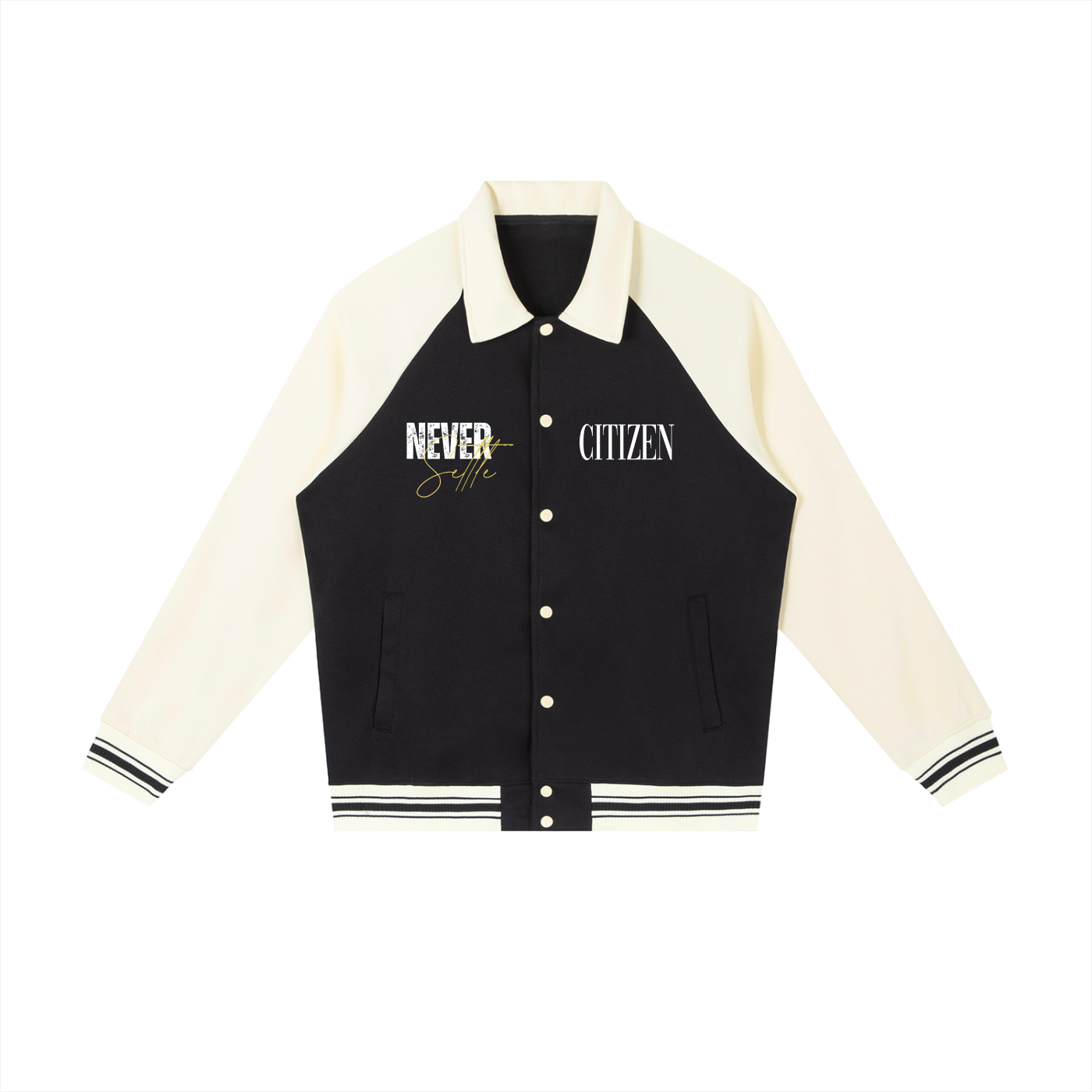 FORGED IN FIRE Baseball Jacket (BLACK WITH APRICOT)