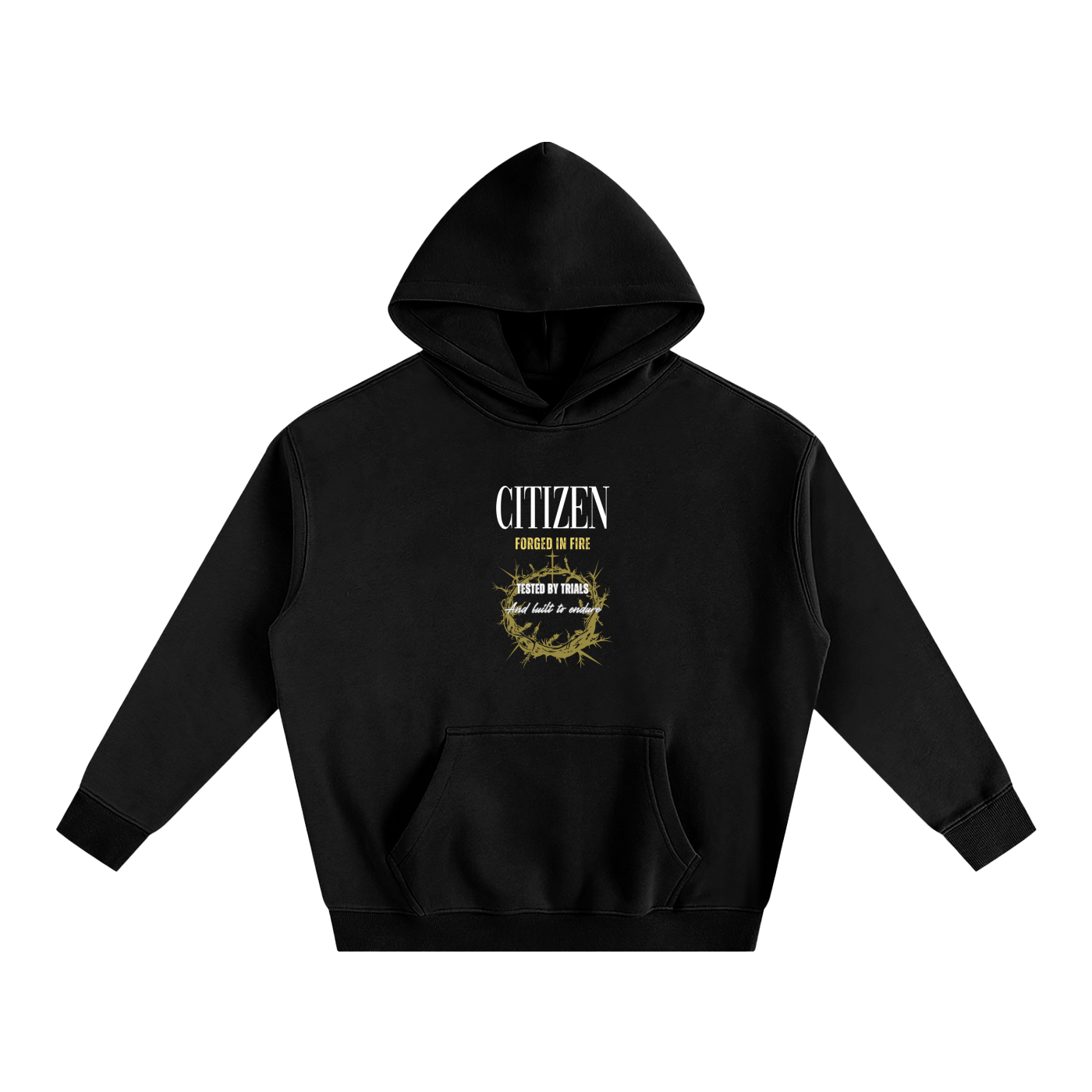 FORGED IN FIRE Oversize Fleeced Hoodie (BLACK)