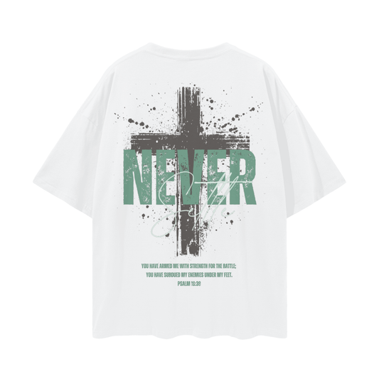Never Settle | Psalm 18:39 Premium Oversized Tee