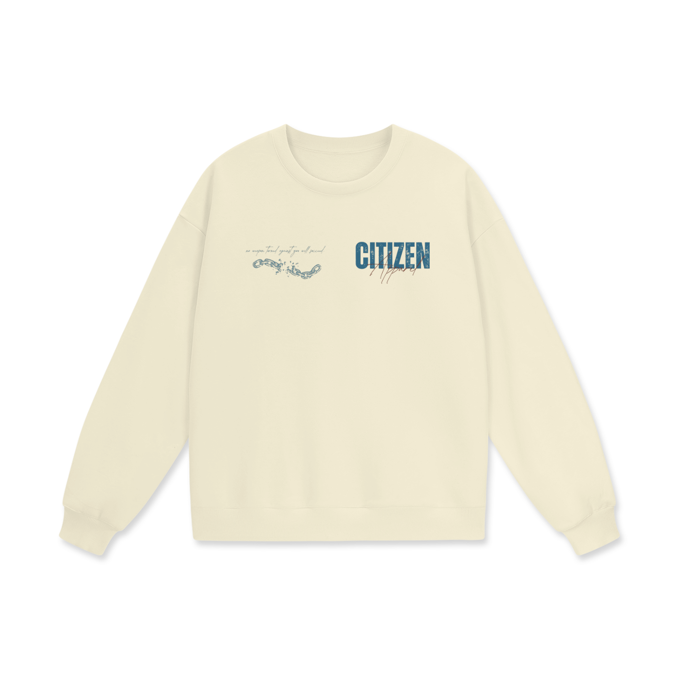 Never Settle | Isaiah 54:17 Premium Oversized Crewneck