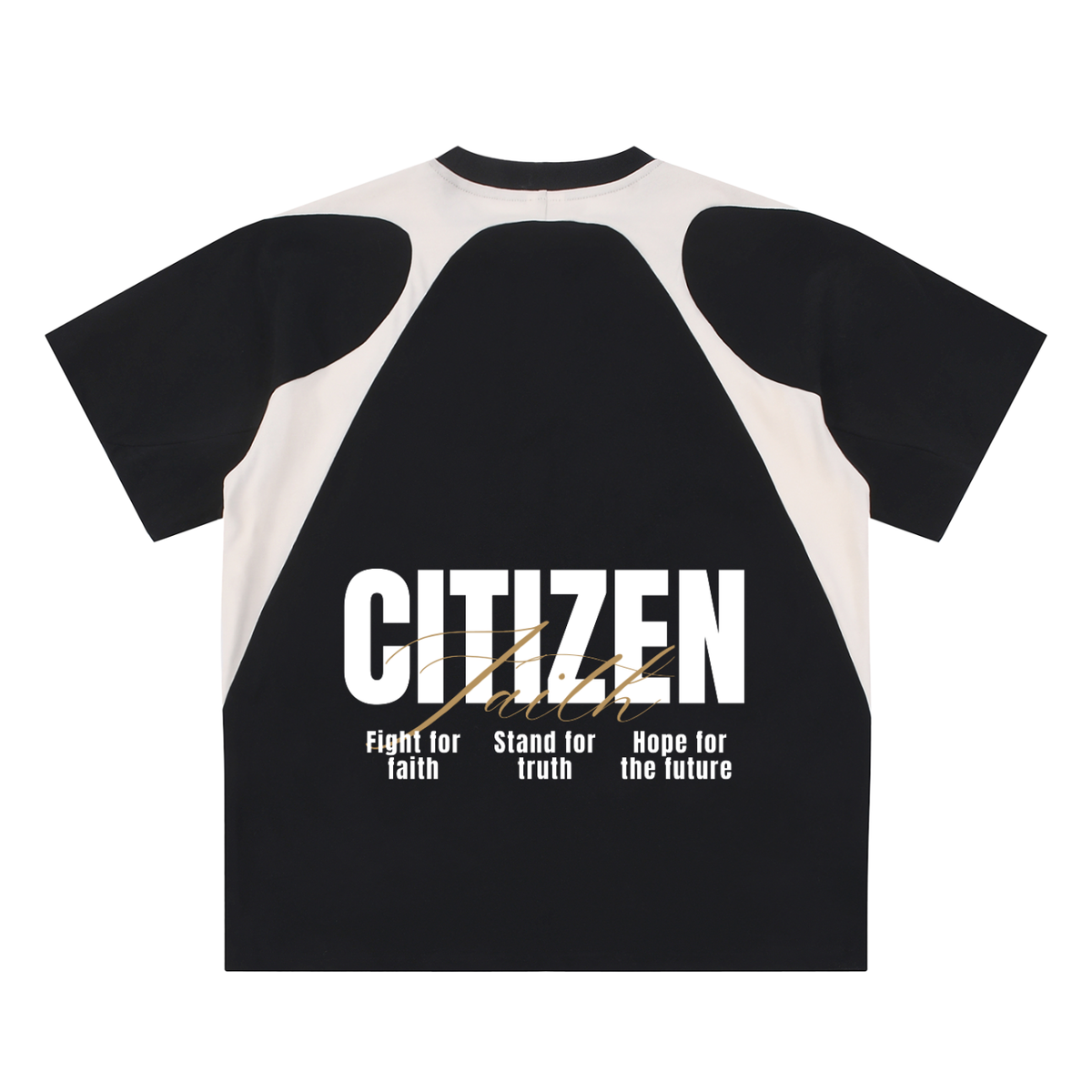 Contrast Faith Panel Cotton T-Shirt