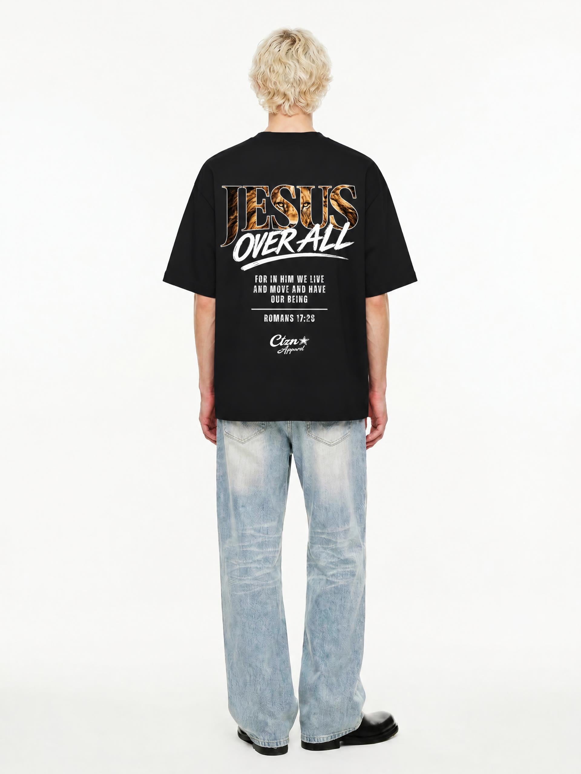 “Jesus Over All” Lion of Judah Boxy Drop Shoulder T-Shirt