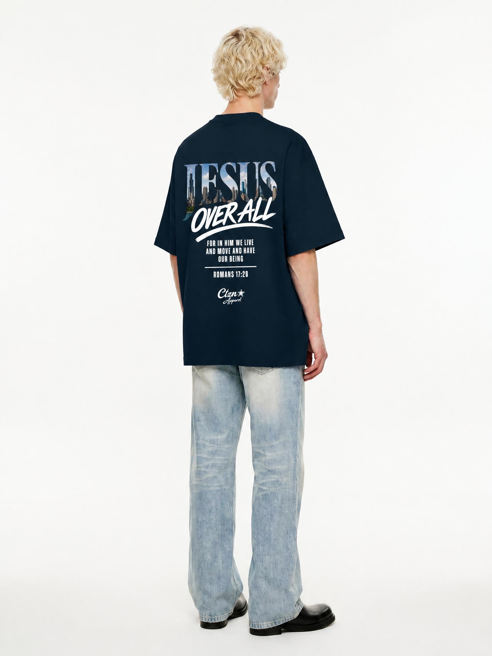 “Jesus Over All” Chicago Boxy Drop Shoulder T-Shirt
